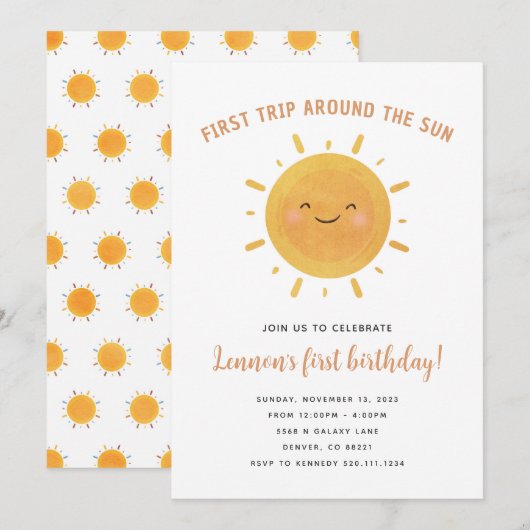 Uitnodiging voor eerste reis rond de zon (Voorkant / Achterkant)