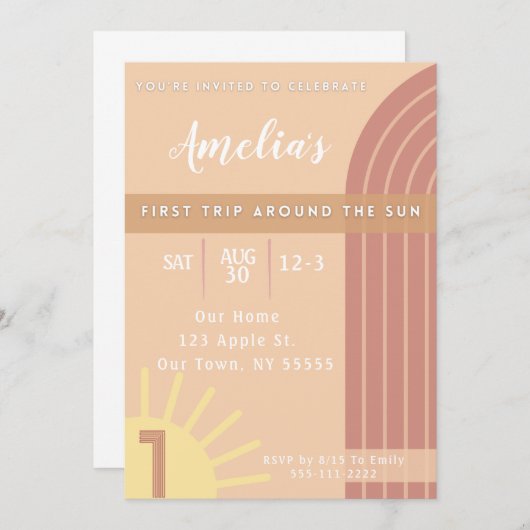 Uitnodiging voor eerste reis rond de zon (Voorkant / Achterkant)