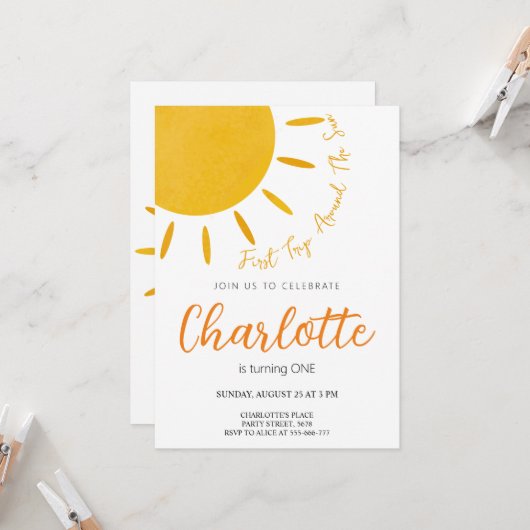 Uitnodiging voor eerste reis rond de zon (Voorkant / Achterkant in situ)