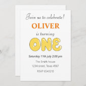 Uitnodiging voor eerste verjaardag (Voorkant / Achterkant)