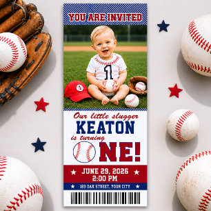 Uitnodiging voor eerste verjaardag honkbal