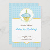 Uitnodiging voor eerste verjaardag kleine Cupcake (Voorkant / Achterkant)