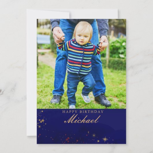 Uitnodiging voor eerste verjaardag met maan en ste (Achterkant)