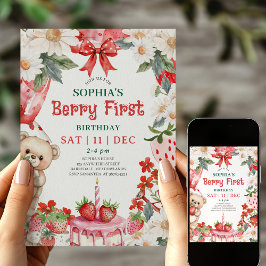 Uitnodiging voor eerste verjaardag met vintage aar