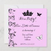 Uitnodiging voor eerste verjaardag van Baby Girl (Achterkant)