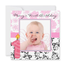 Uitnodiging voor eerste verjaardag van Baby Girl