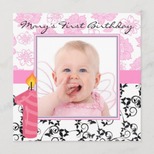 Uitnodiging voor eerste verjaardag van Baby Girl