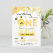 Uitnodiging voor eerste verjaardag van Bee (Staand voorkant)