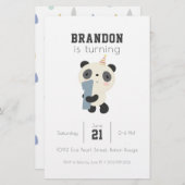 uitnodiging voor eerste verjaardag van Cute Panda Briefpapier (Voorkant / Achterkant)