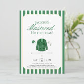 Uitnodiging voor eerste verjaardag van Green Jacke (Staand voorkant)