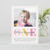 uitnodiging voor eerste verjaardag van meisje (Staand voorkant)