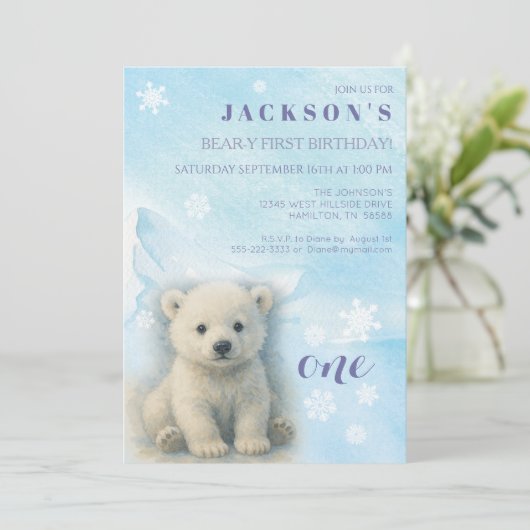 Uitnodiging voor eerste verjaardagsfeestje in de w (Staand voorkant)