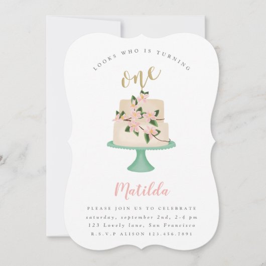 Uitnodiging voor eerste verjaardagstaart (Voorkant)