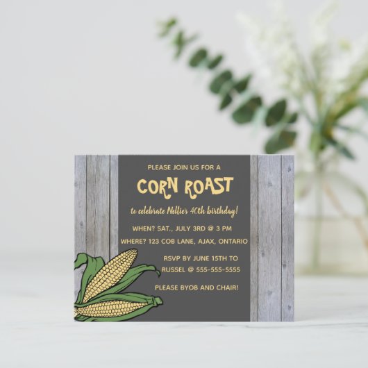 Uitnodiging voor eetbare maisfeest (Staand voorkant)