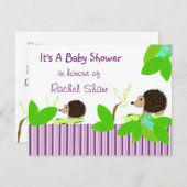 Uitnodiging voor egel-Baby shower (Voorkant / Achterkant)