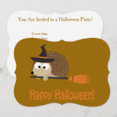 Uitnodiging voor egel Witch Halloween Party (Voorkant / Achterkant)