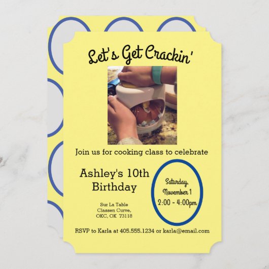 Uitnodiging voor ei-culiar kookfeestje (Voorkant / Achterkant)