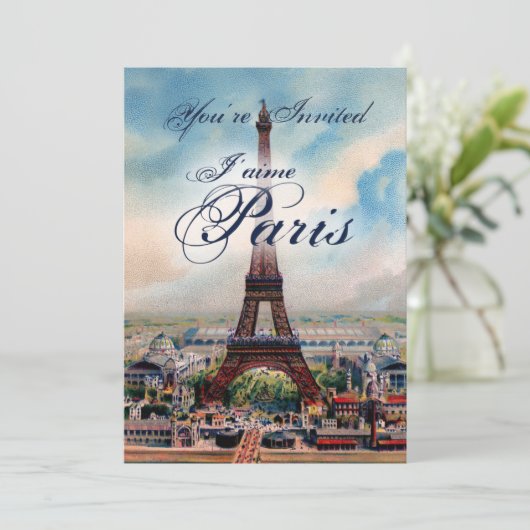 uitnodiging voor Eiffeltoren (Staand voorkant)