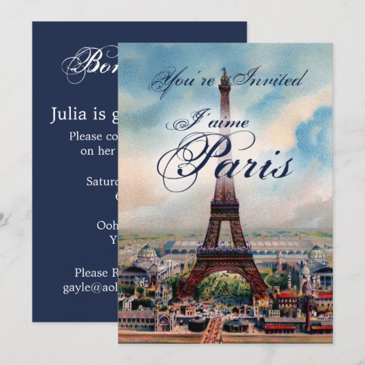 uitnodiging voor Eiffeltoren (Voorkant / Achterkant)