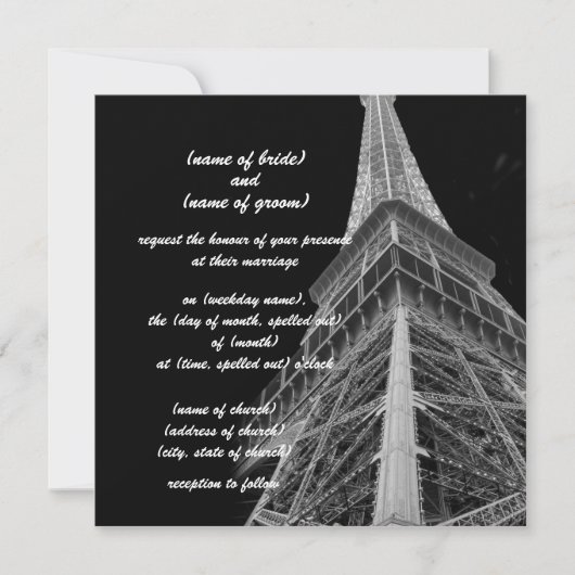 uitnodiging voor eiffeltoren (Voorkant)