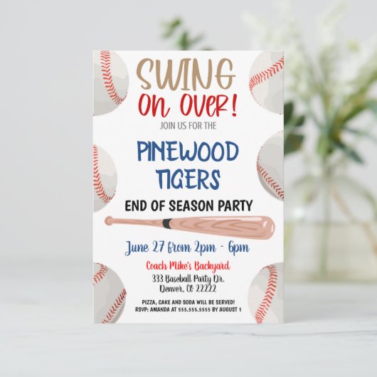 Uitnodiging voor Einde Seizoen Honkbalfeest (Staand voorkant)