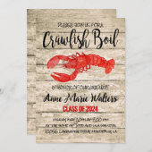 Uitnodiging voor eindexamen met rustieke rivierkre (Voorkant / Achterkant)