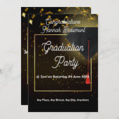 Uitnodiging voor eindexamenfeest - bewerkbare teks (Voorkant / Achterkant)