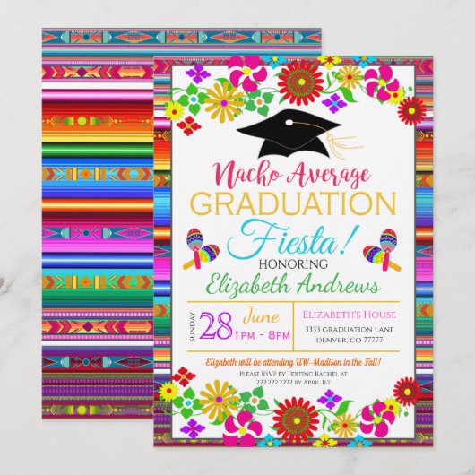 Uitnodiging voor eindexamenfeest Fiesta (Voorkant / Achterkant)
