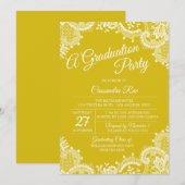 Uitnodiging voor eindexamenfeest met heldergele ka (Voorkant / Achterkant)