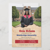 🎓Uitnodiging voor eindexamenfeest met QR-code en Kaart (Voorkant)