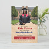 🎓Uitnodiging voor eindexamenfeest met QR-code en Kaart (Staand voorkant)