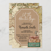 Uitnodiging voor eindexamenfeest met reisthema (Voorkant / Achterkant)