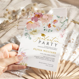 Uitnodiging voor eindexamenfeest met roze en rode 