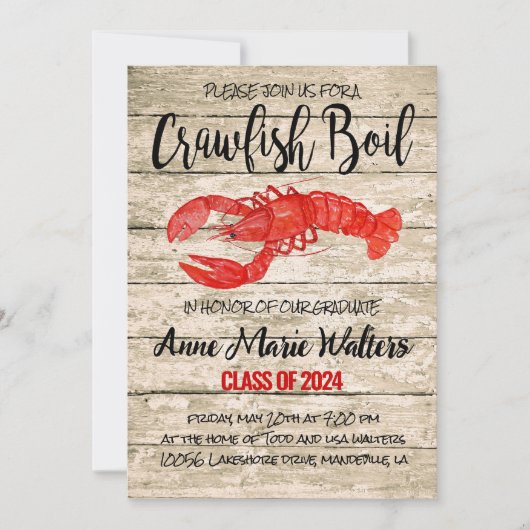 Uitnodiging voor eindexamenfeest met rustieke rivi (Voorkant)