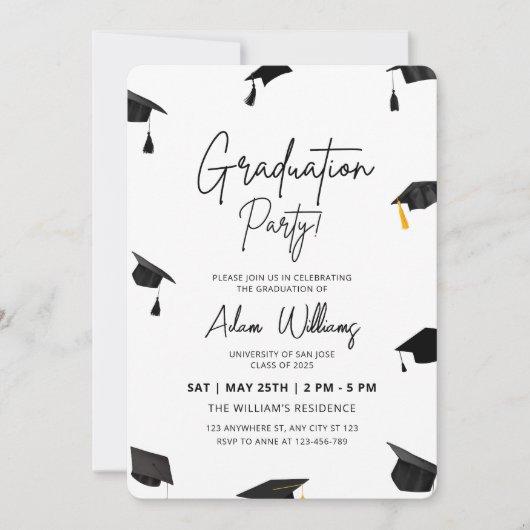 Uitnodiging voor eindexamengala, Afstuderen aan de (Voorkant)