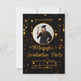 Uitnodiging voor Elegant Black and Gold Graduation
