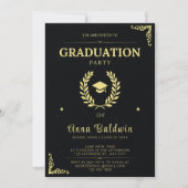 Uitnodiging voor Elegant Black and Gold Graduation (Voorkant)