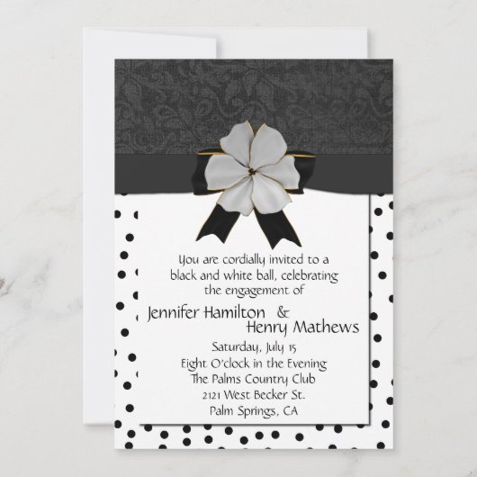 Uitnodiging voor Elegant Black and White Engagment (Achterkant)
