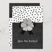 Uitnodiging voor Elegant Black and White Engagment (Voorkant / Achterkant)