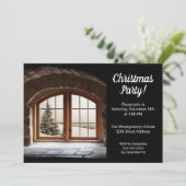 Uitnodiging voor Elegant Black en White Kerstparty (Staand voorkant)