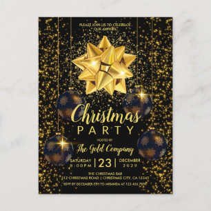 Uitnodiging voor Elegant Black Gold-kerst Briefkaart