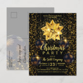 Uitnodiging voor Elegant Black Gold-kerst Briefkaart (Voorkant / Achterkant)