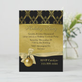 Uitnodiging voor Elegant Black & Gold Tone-feestda (Staand voorkant)