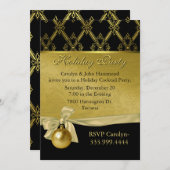 Uitnodiging voor Elegant Black & Gold Tone-feestda (Voorkant / Achterkant)