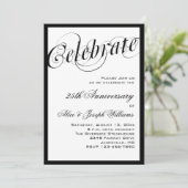 Uitnodiging voor Elegant Black & White Jubileum Pa (Staand voorkant)