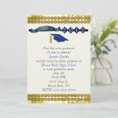 Uitnodiging voor Elegant Blue and Gold Graduation  (Staand voorkant)