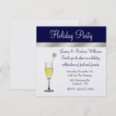 Uitnodiging voor Elegant Blue & Silver Holiday Par (Voorkant / Achterkant)