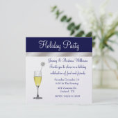 Uitnodiging voor Elegant Blue & Silver Holiday Par (Staand voorkant)
