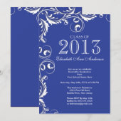 Uitnodiging voor Elegant Blue White Graduation Par (Voorkant / Achterkant)