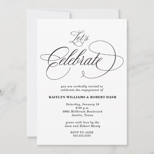 Uitnodiging voor Elegant Calligraphy Engagement Pa (Voorkant)